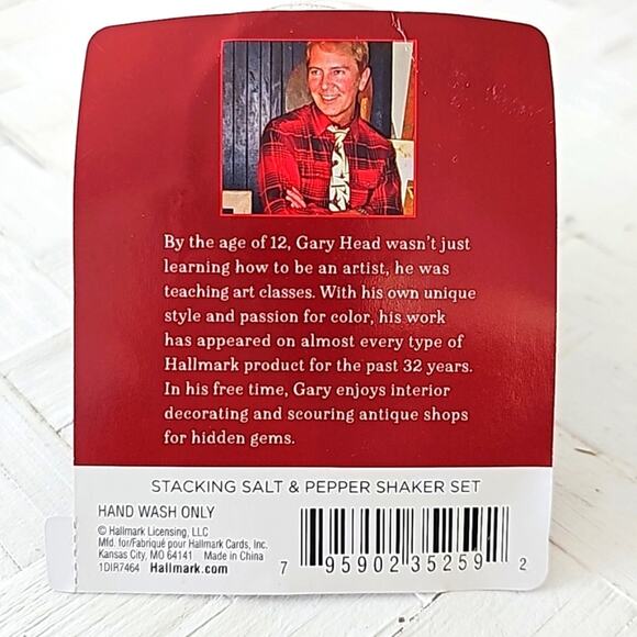 Hallmark Artist Collection Snowman & Hat Stackable Salt & Pepper Shakers 2.75" T - Picture 6 of 6